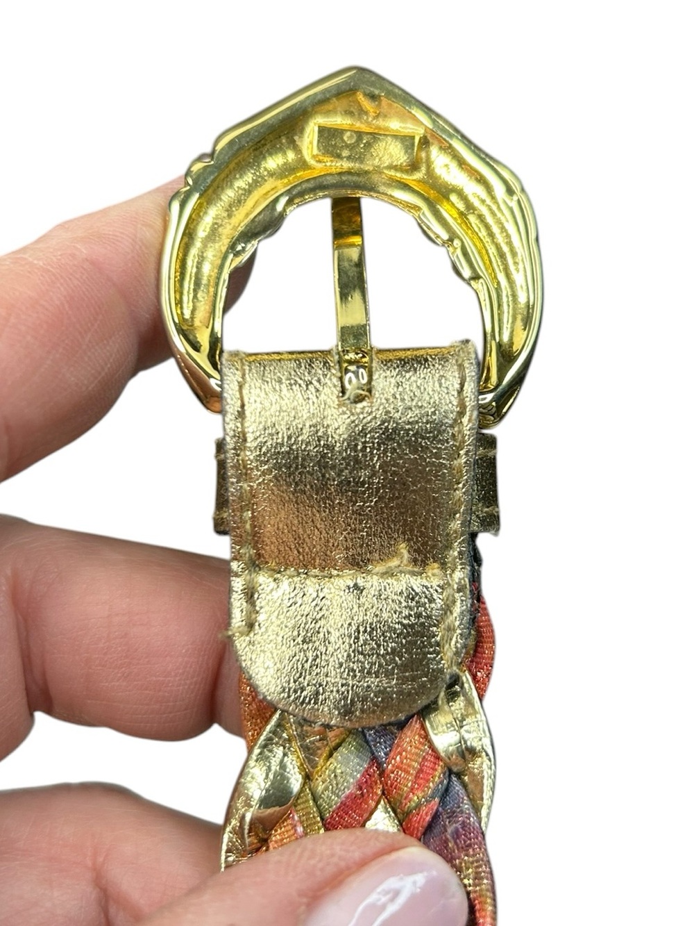 Luigi Lanatta Metallic Braided Leather Belt 29 Vintage Made In Italy - Picture 5 of 8